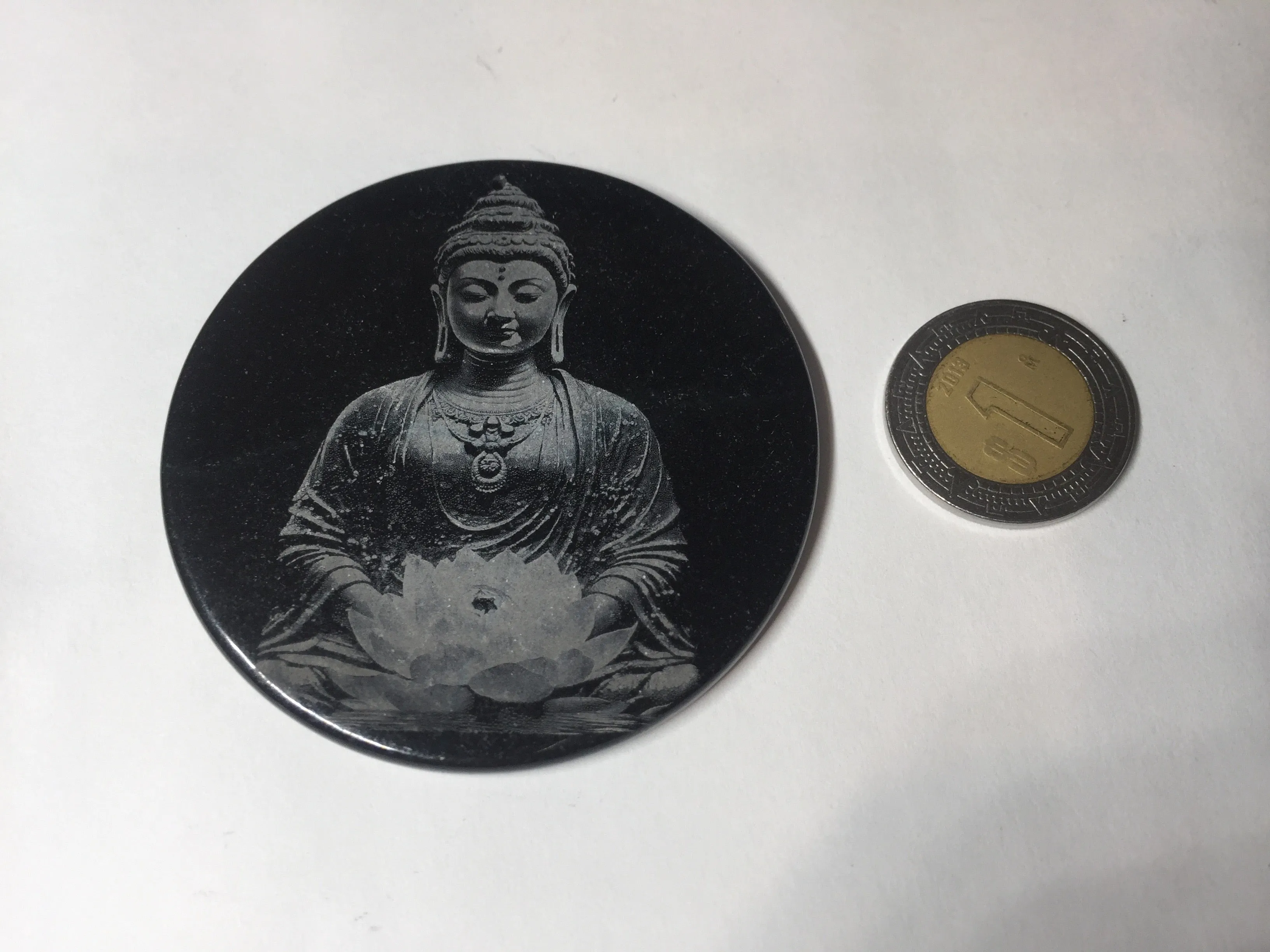 100% natural black jadeite jade(Wuji, 乌鸡)  Guanyin (观音) safe and sound pendant/worry stone/decor BM38