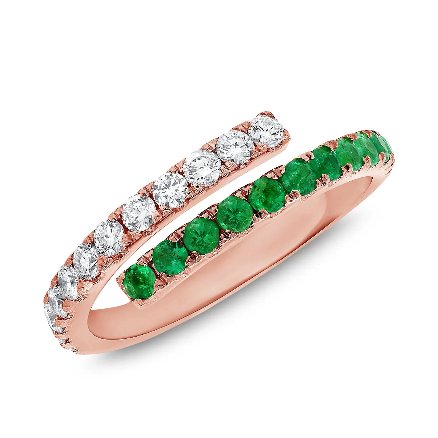 14K Gold Diamond & Emerald Wrap Ring