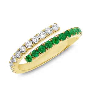 14K Gold Diamond & Emerald Wrap Ring