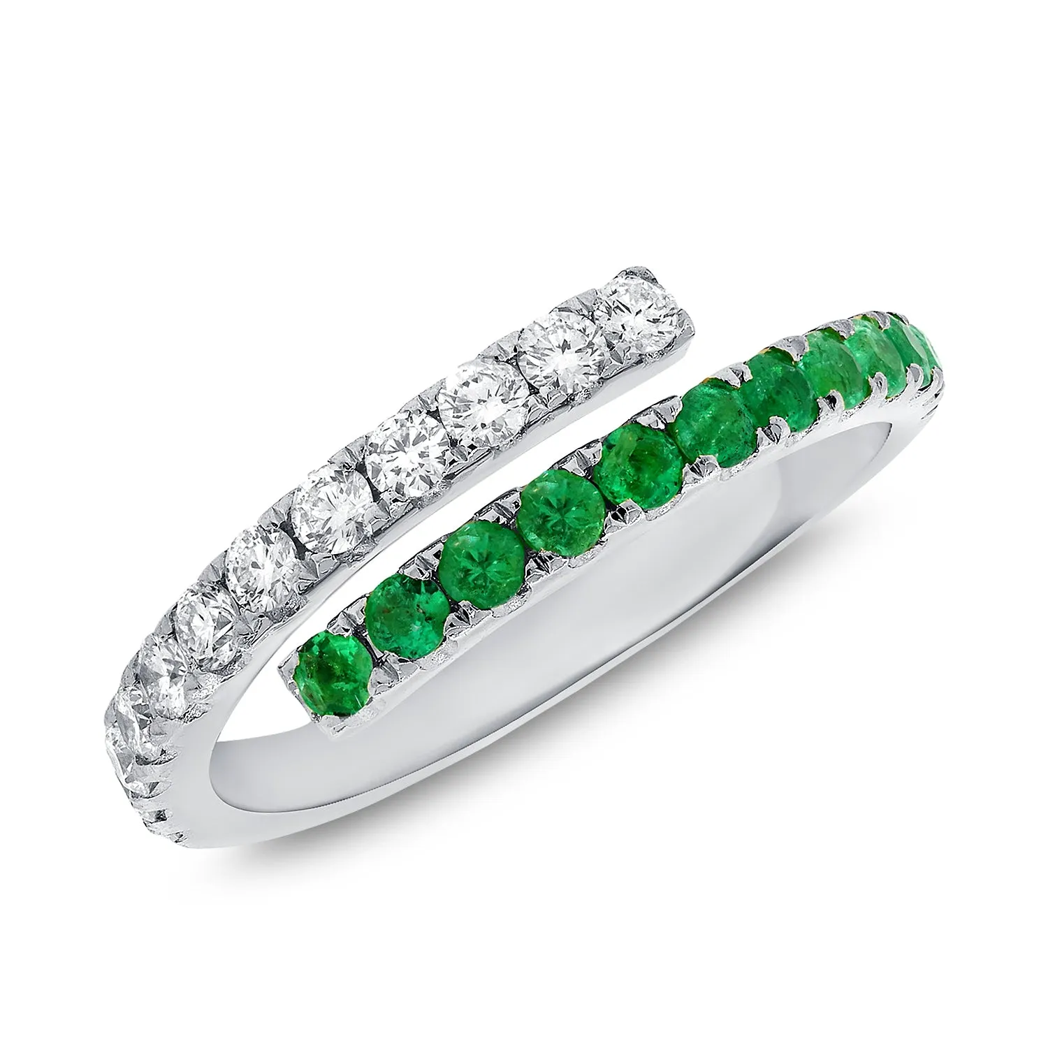 14K Gold Diamond & Emerald Wrap Ring