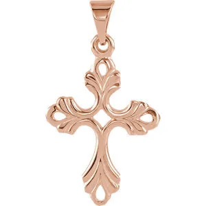 14K Rose Gold Fancy Cross Pendant