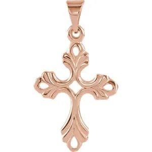 14K Rose Gold Fancy Cross Pendant