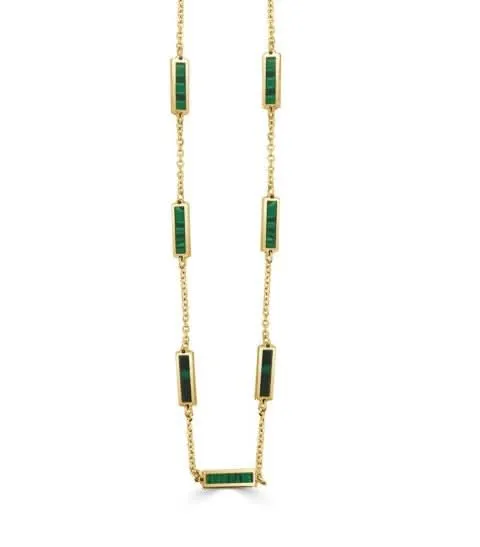 14K Yellow Malachite 18 inch Necklace