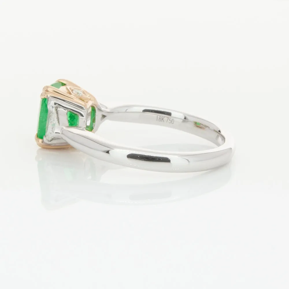 18ct White & Yellow Gold 1.78ct Emerald & Diamond Ring
