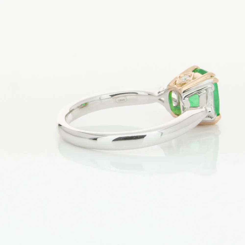 18ct White & Yellow Gold 1.78ct Emerald & Diamond Ring