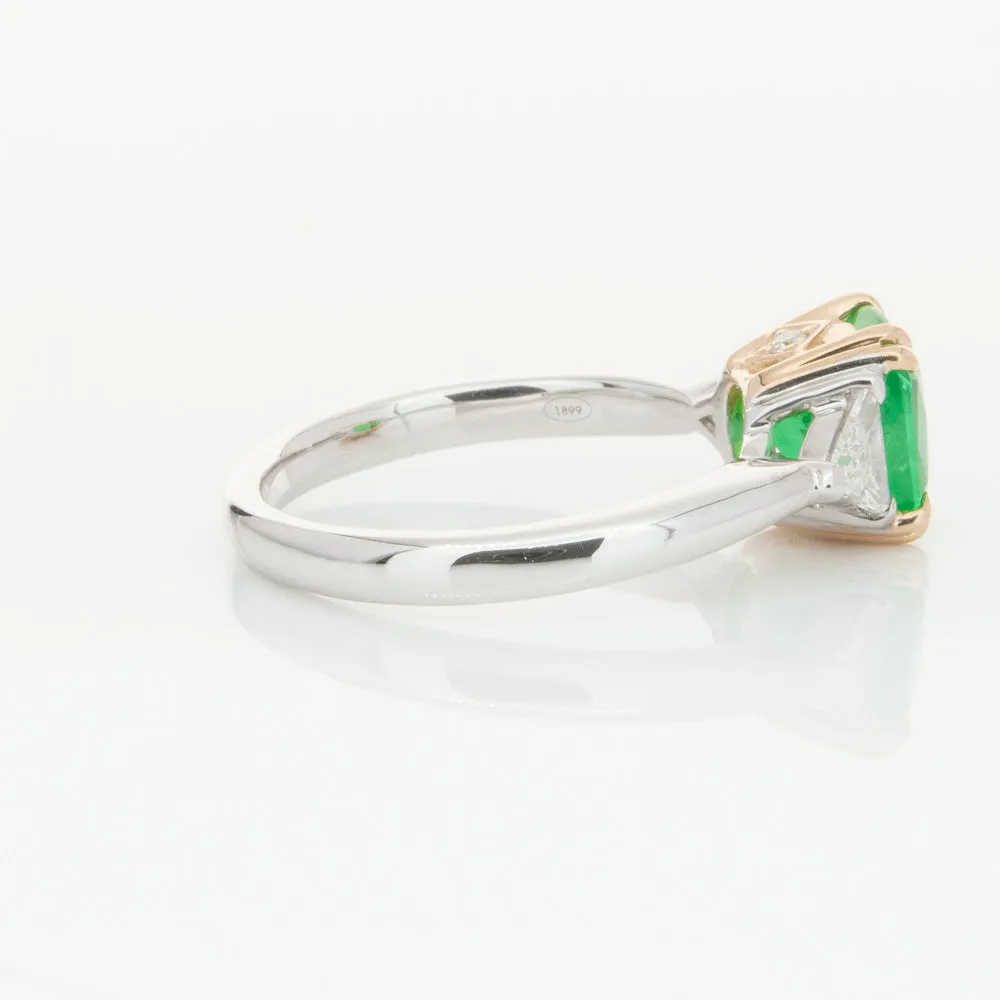 18ct White & Yellow Gold 1.78ct Emerald & Diamond Ring