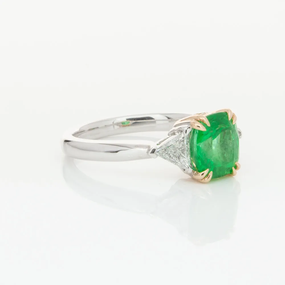 18ct White & Yellow Gold 1.78ct Emerald & Diamond Ring