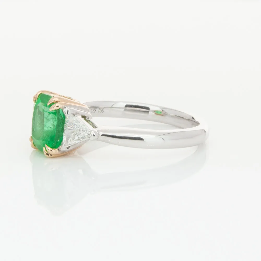 18ct White & Yellow Gold 1.78ct Emerald & Diamond Ring
