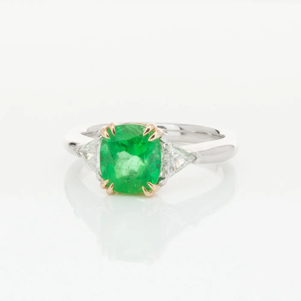 18ct White & Yellow Gold 1.78ct Emerald & Diamond Ring