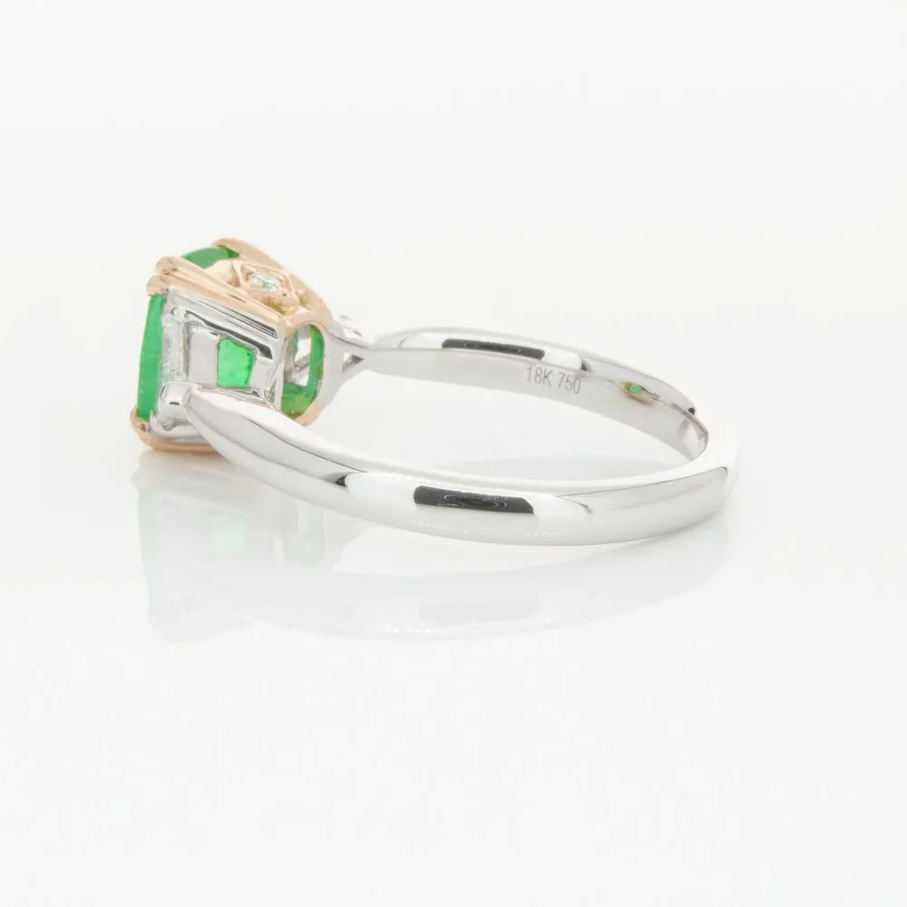 18ct White & Yellow Gold 1.78ct Emerald & Diamond Ring