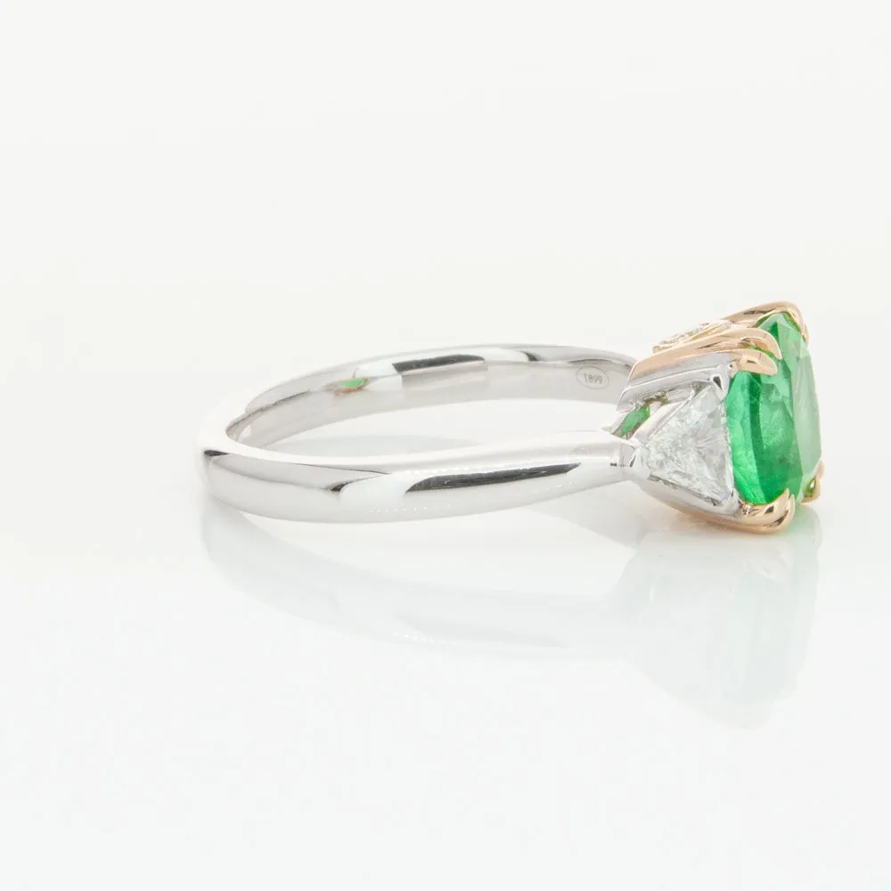 18ct White & Yellow Gold 1.78ct Emerald & Diamond Ring