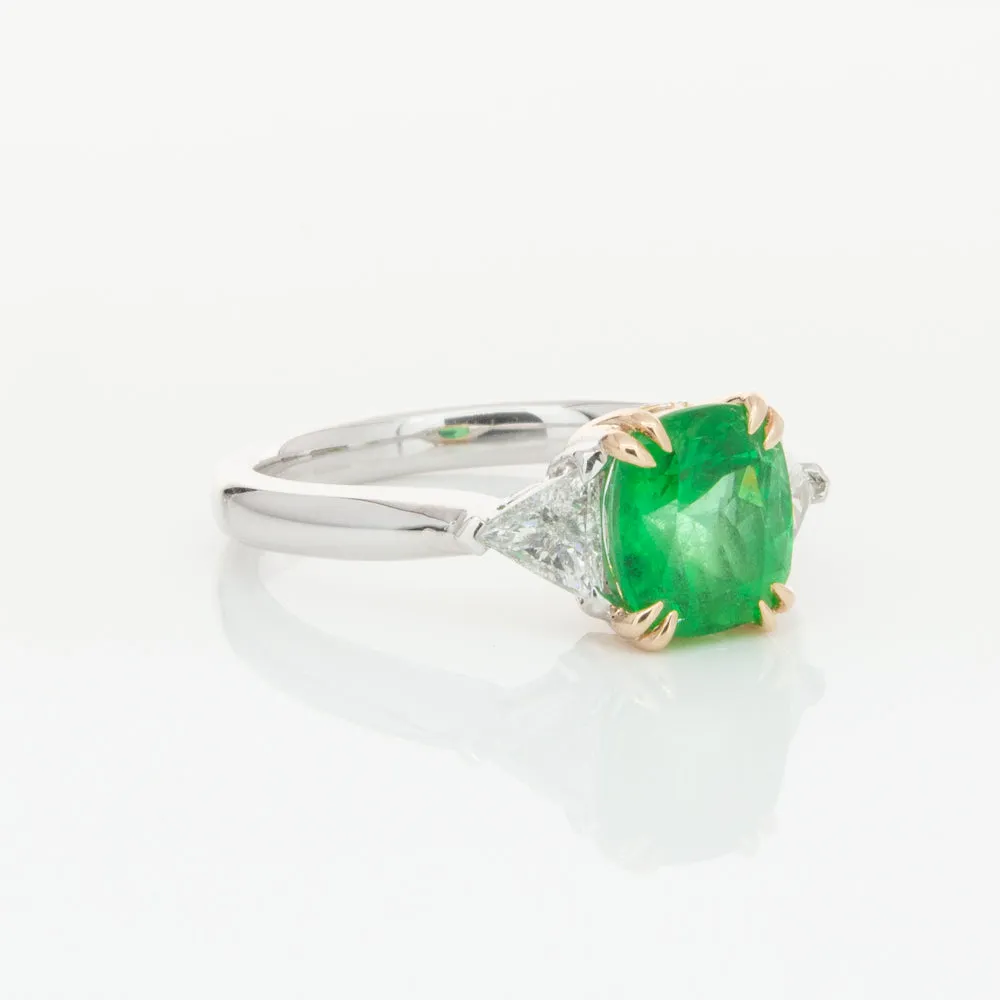 18ct White & Yellow Gold 1.78ct Emerald & Diamond Ring