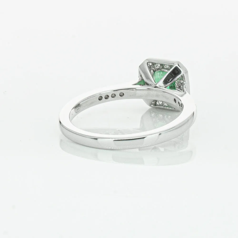 18ct White Gold .70ct Emerald & Diamond Mandalay Ring