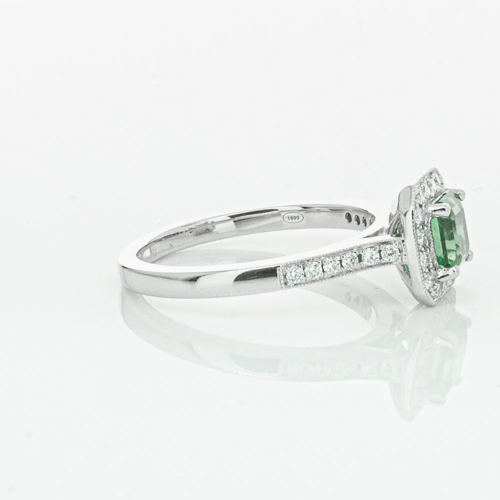 18ct White Gold .70ct Emerald & Diamond Mandalay Ring