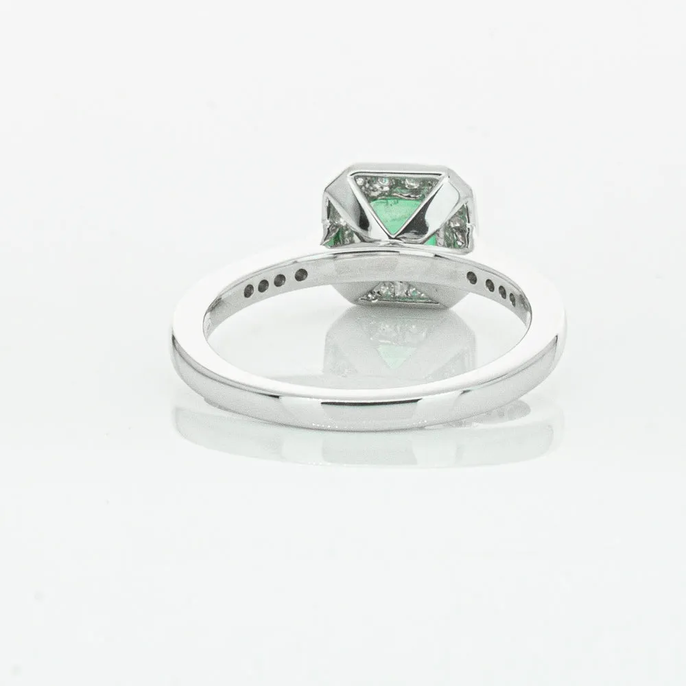 18ct White Gold .70ct Emerald & Diamond Mandalay Ring