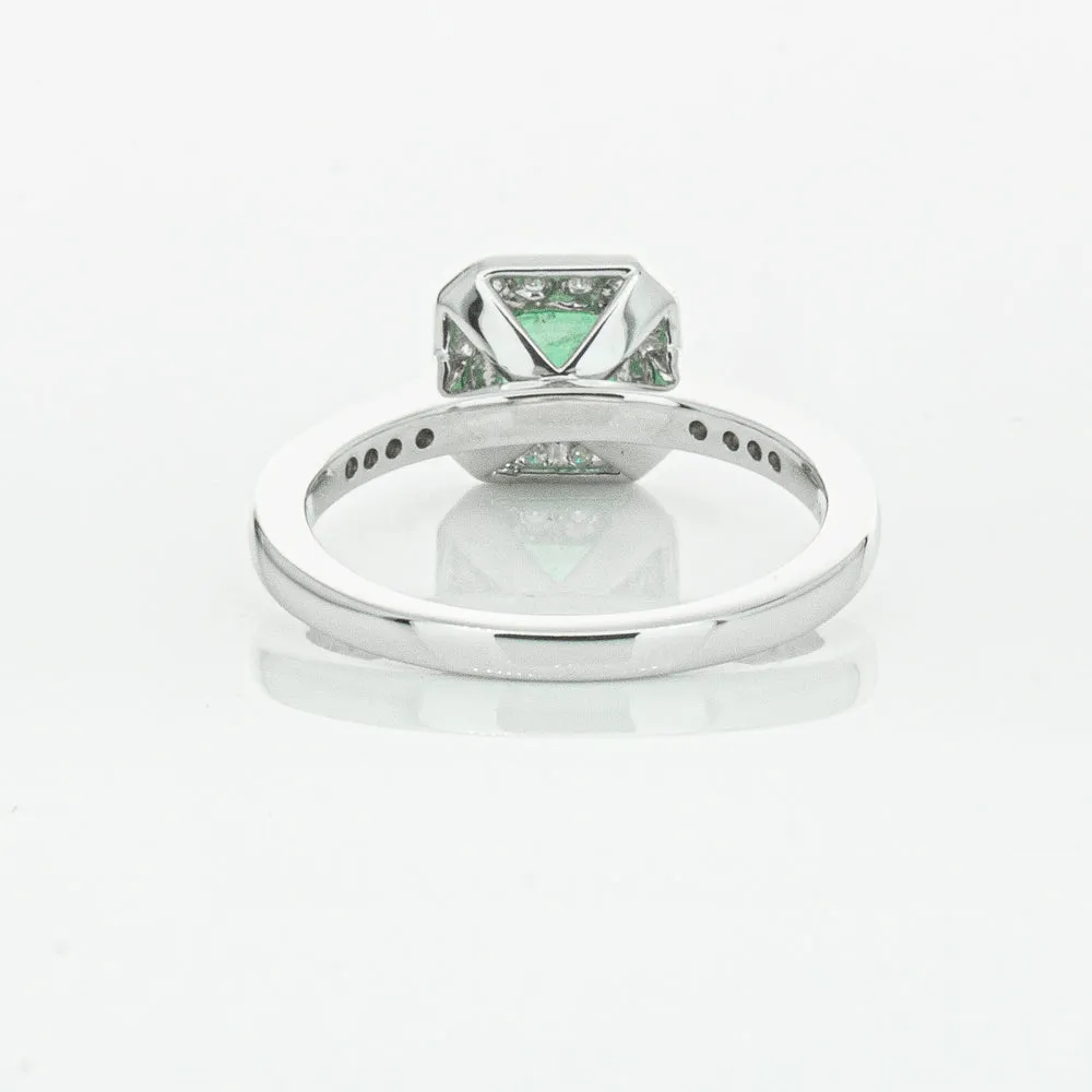 18ct White Gold .70ct Emerald & Diamond Mandalay Ring