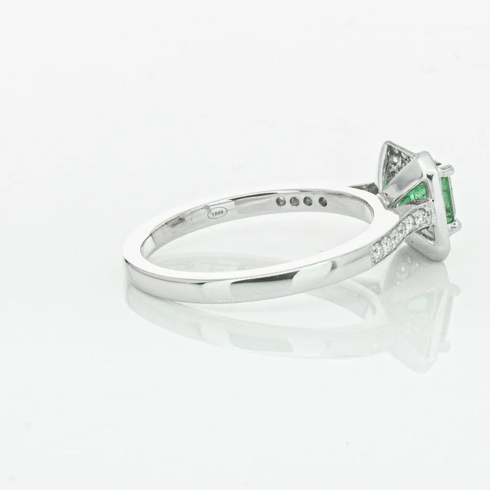 18ct White Gold .70ct Emerald & Diamond Mandalay Ring