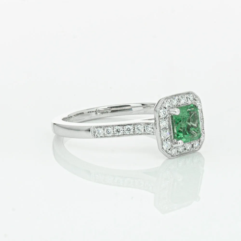 18ct White Gold .70ct Emerald & Diamond Mandalay Ring