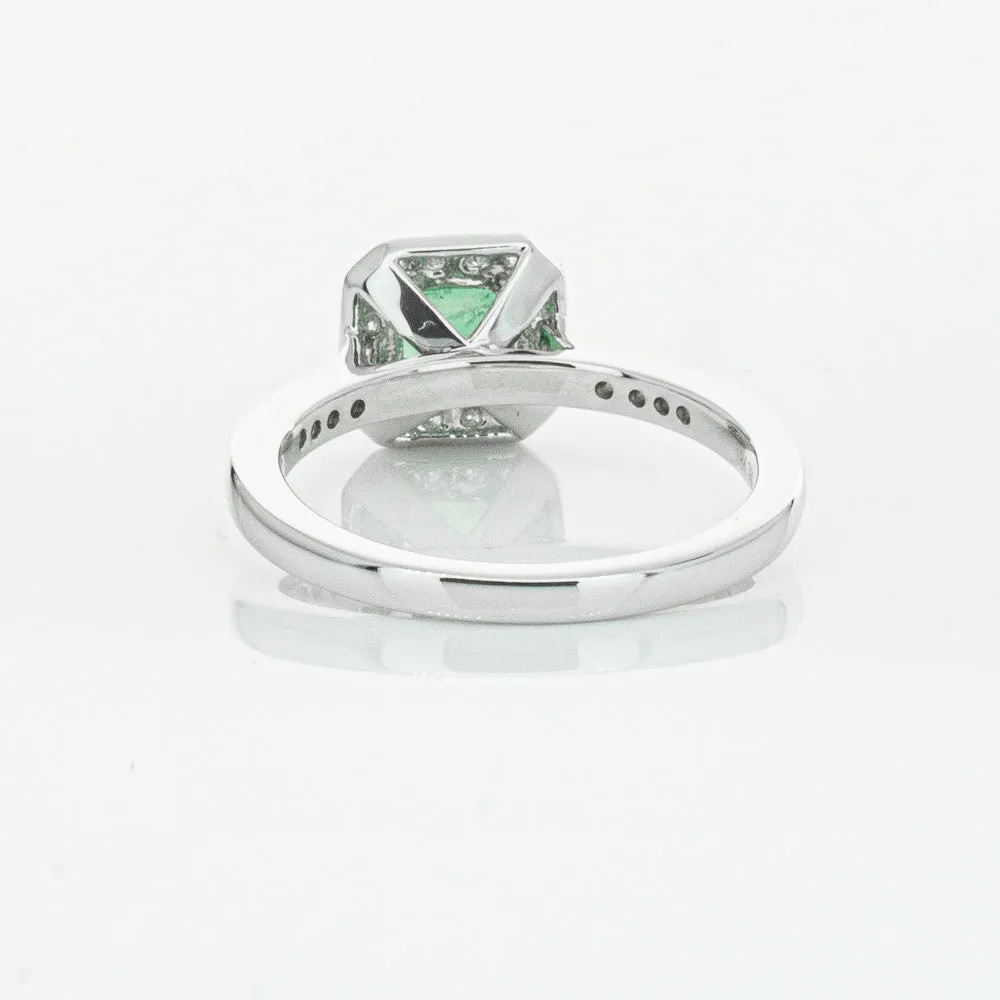 18ct White Gold .70ct Emerald & Diamond Mandalay Ring
