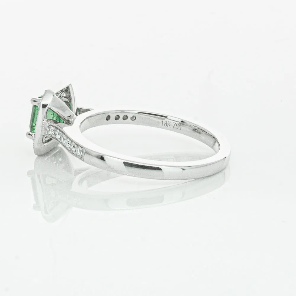 18ct White Gold .70ct Emerald & Diamond Mandalay Ring