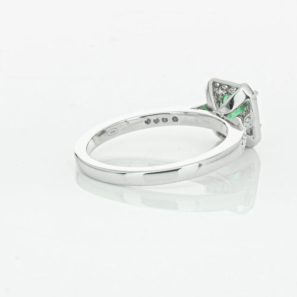 18ct White Gold .70ct Emerald & Diamond Mandalay Ring