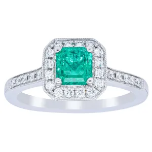 18ct White Gold .70ct Emerald & Diamond Mandalay Ring