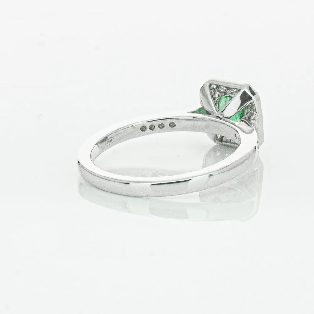 18ct White Gold .70ct Emerald & Diamond Mandalay Ring