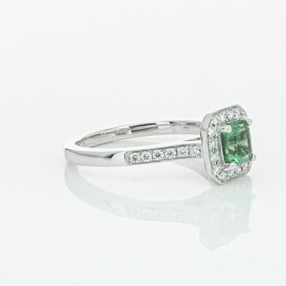 18ct White Gold .70ct Emerald & Diamond Mandalay Ring