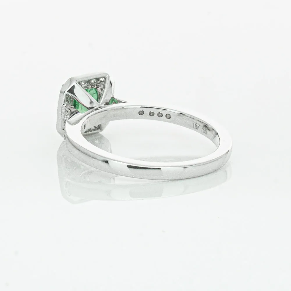 18ct White Gold .70ct Emerald & Diamond Mandalay Ring