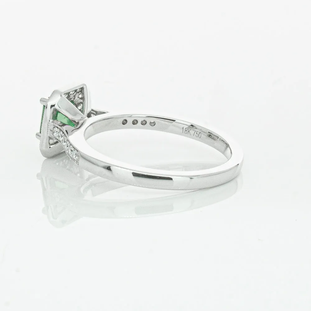 18ct White Gold .70ct Emerald & Diamond Mandalay Ring