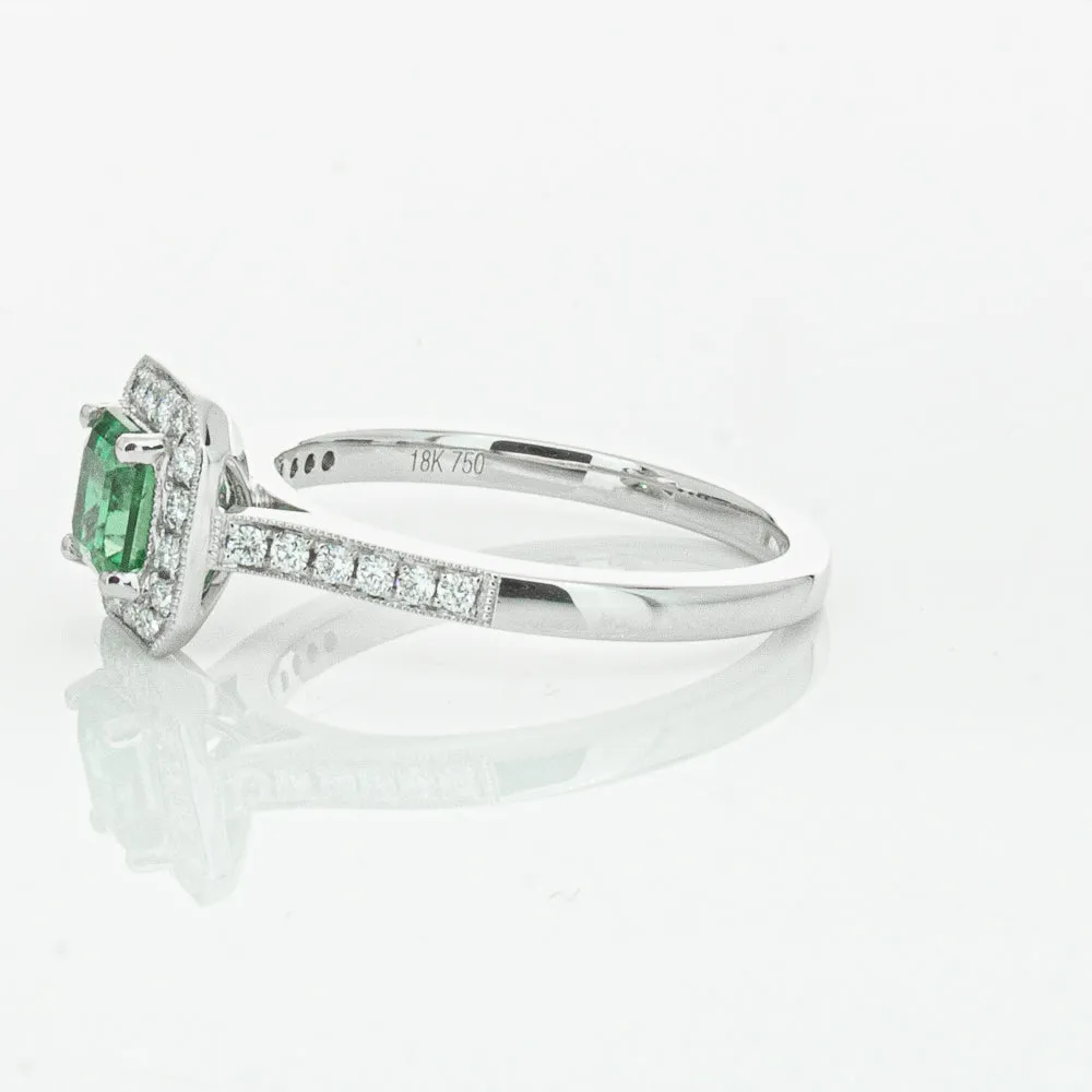 18ct White Gold .70ct Emerald & Diamond Mandalay Ring