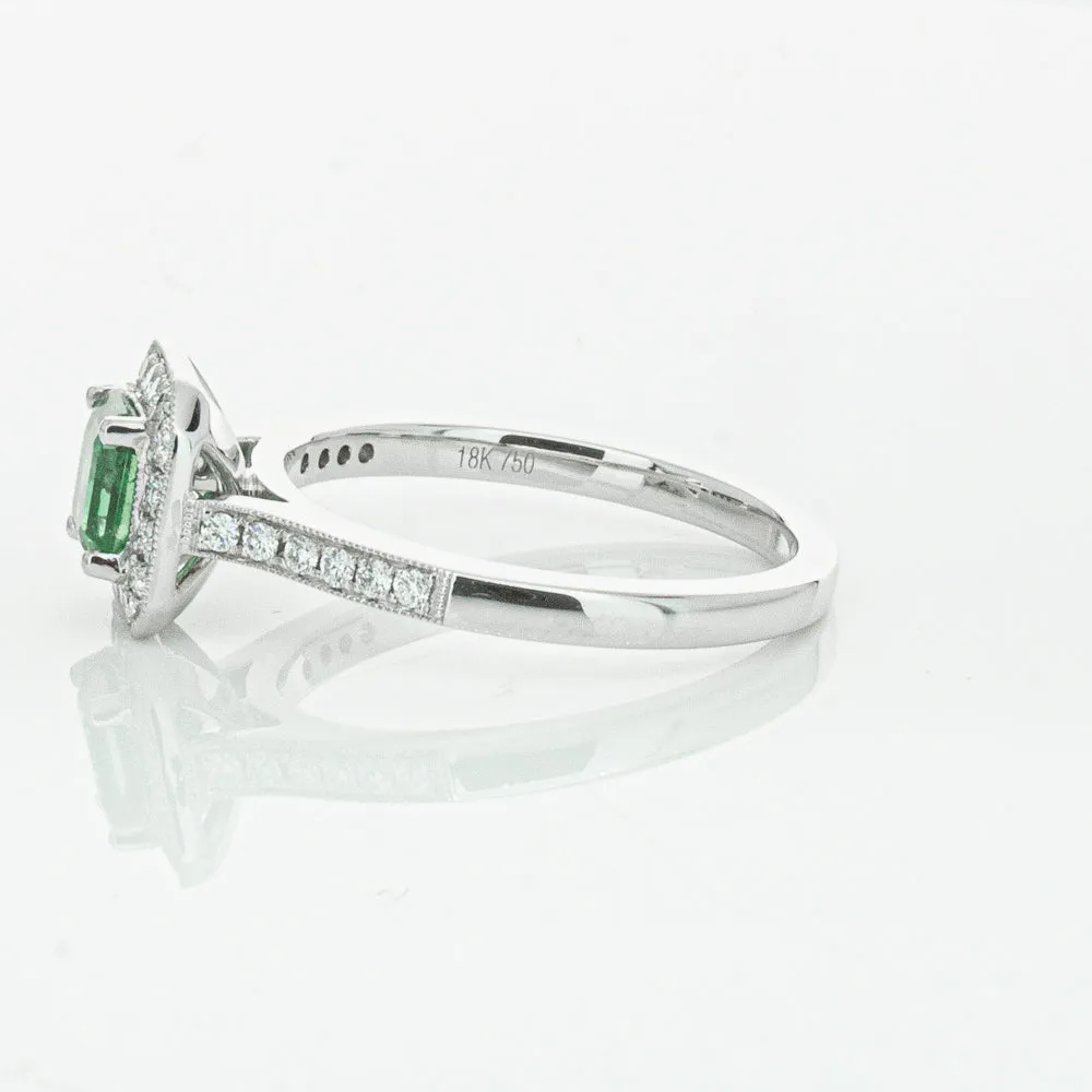 18ct White Gold .70ct Emerald & Diamond Mandalay Ring
