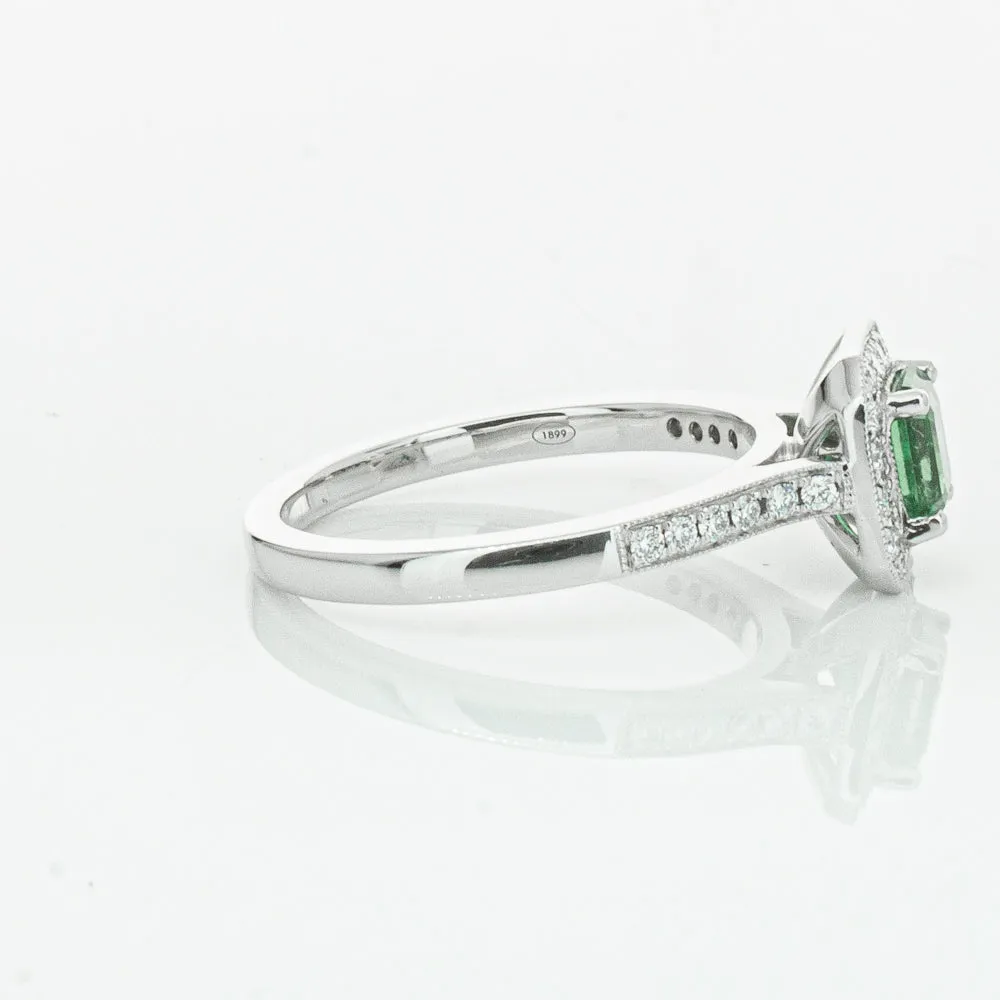 18ct White Gold .70ct Emerald & Diamond Mandalay Ring