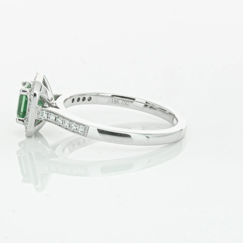 18ct White Gold .70ct Emerald & Diamond Mandalay Ring