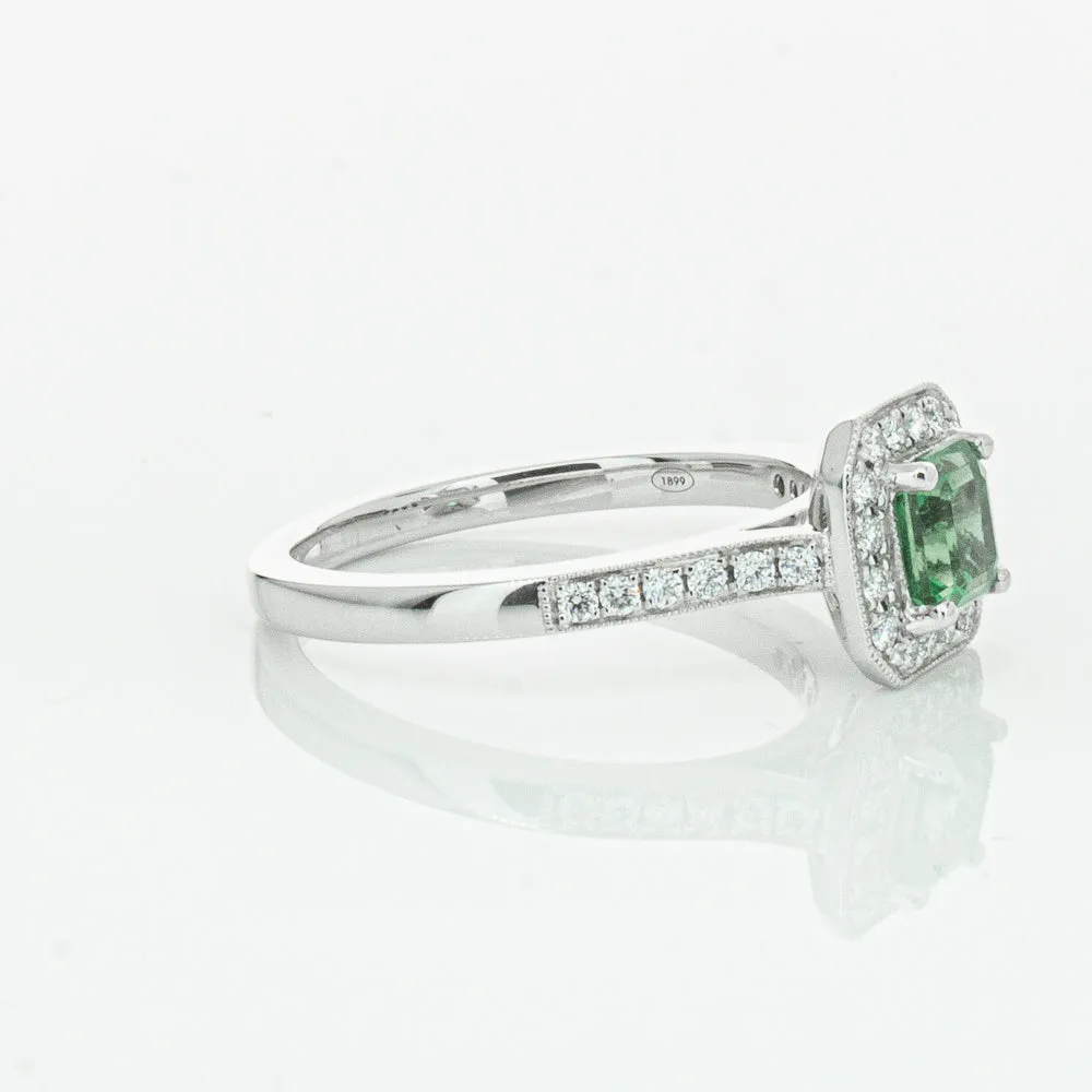 18ct White Gold .70ct Emerald & Diamond Mandalay Ring