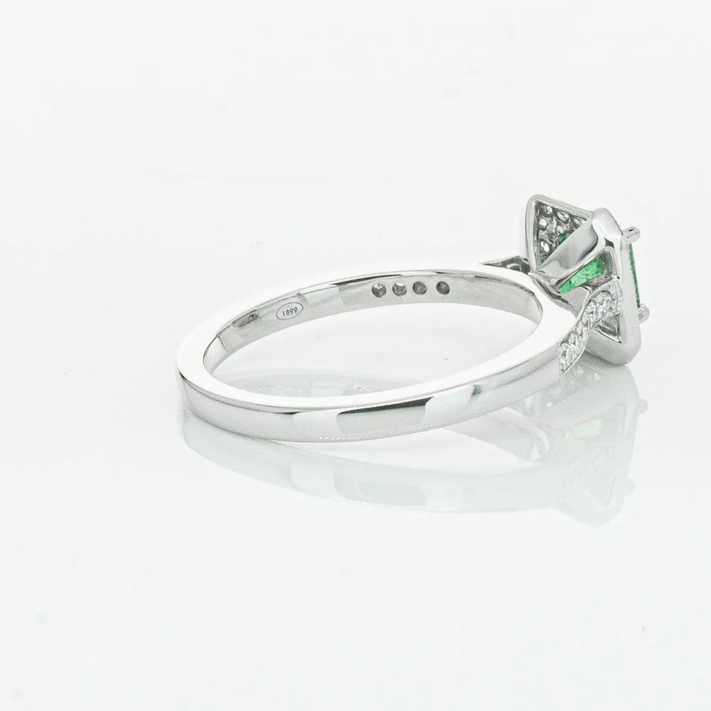 18ct White Gold .70ct Emerald & Diamond Mandalay Ring