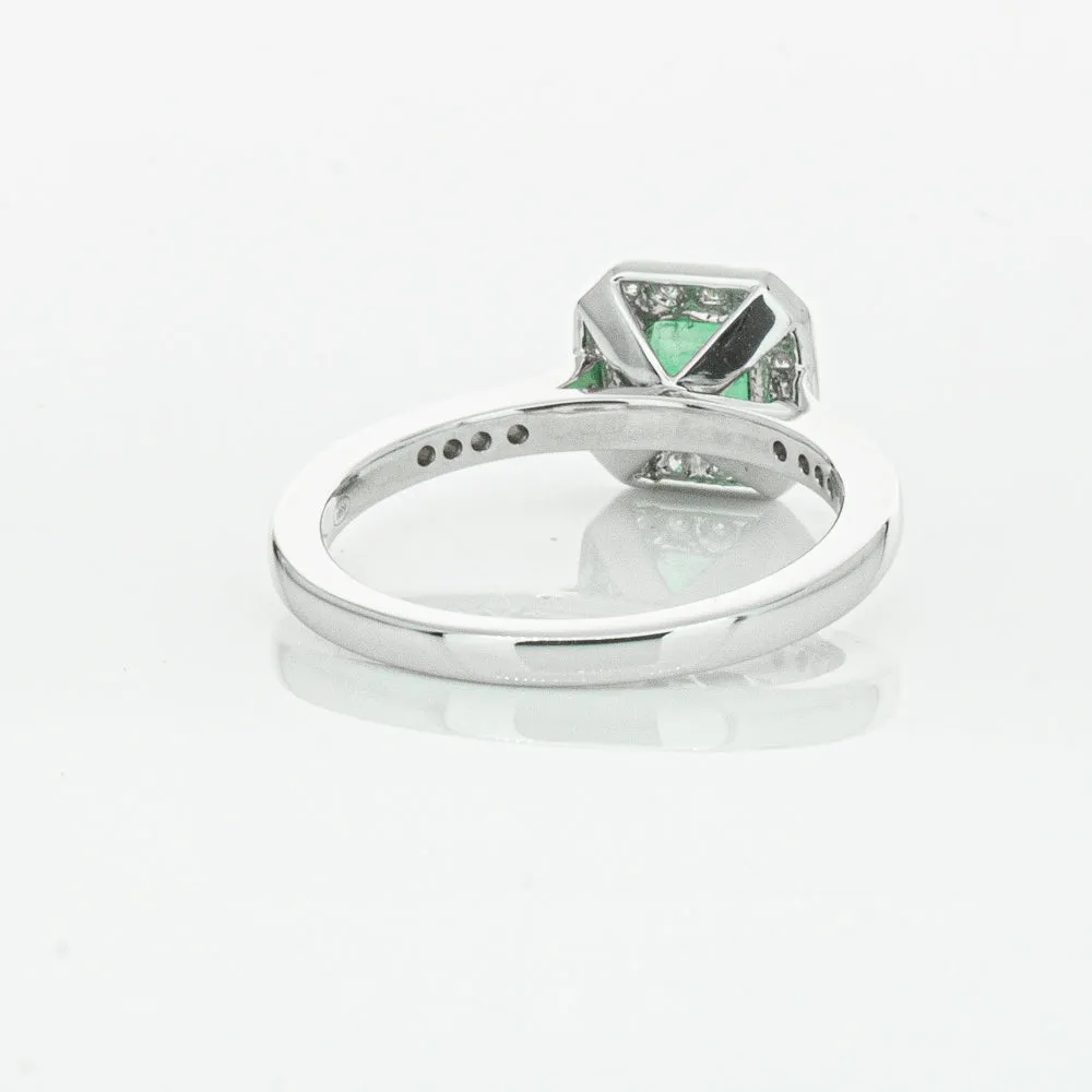 18ct White Gold .70ct Emerald & Diamond Mandalay Ring