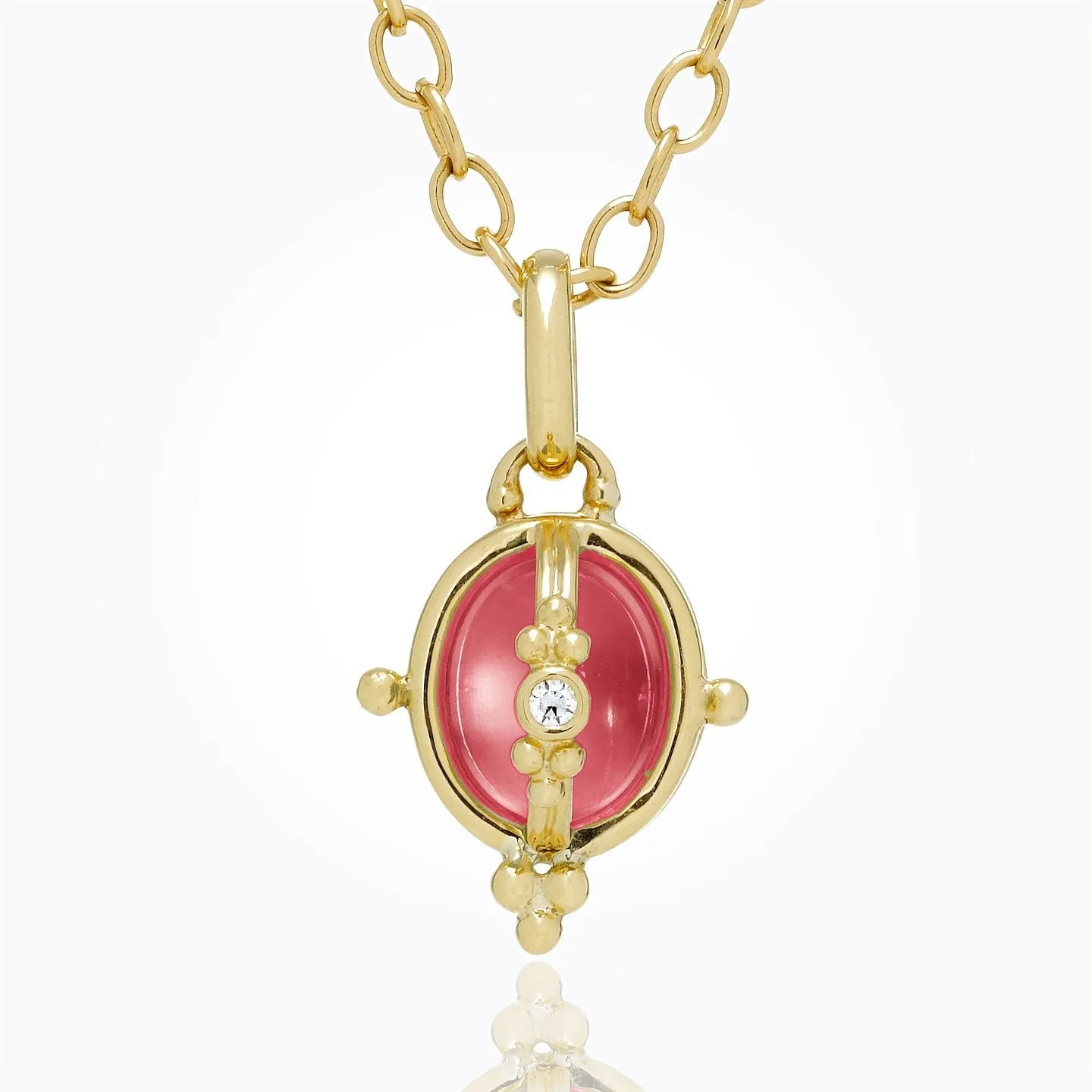 18K Locket with pink tourmaline and diamond