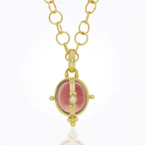 18K Locket with pink tourmaline and diamond