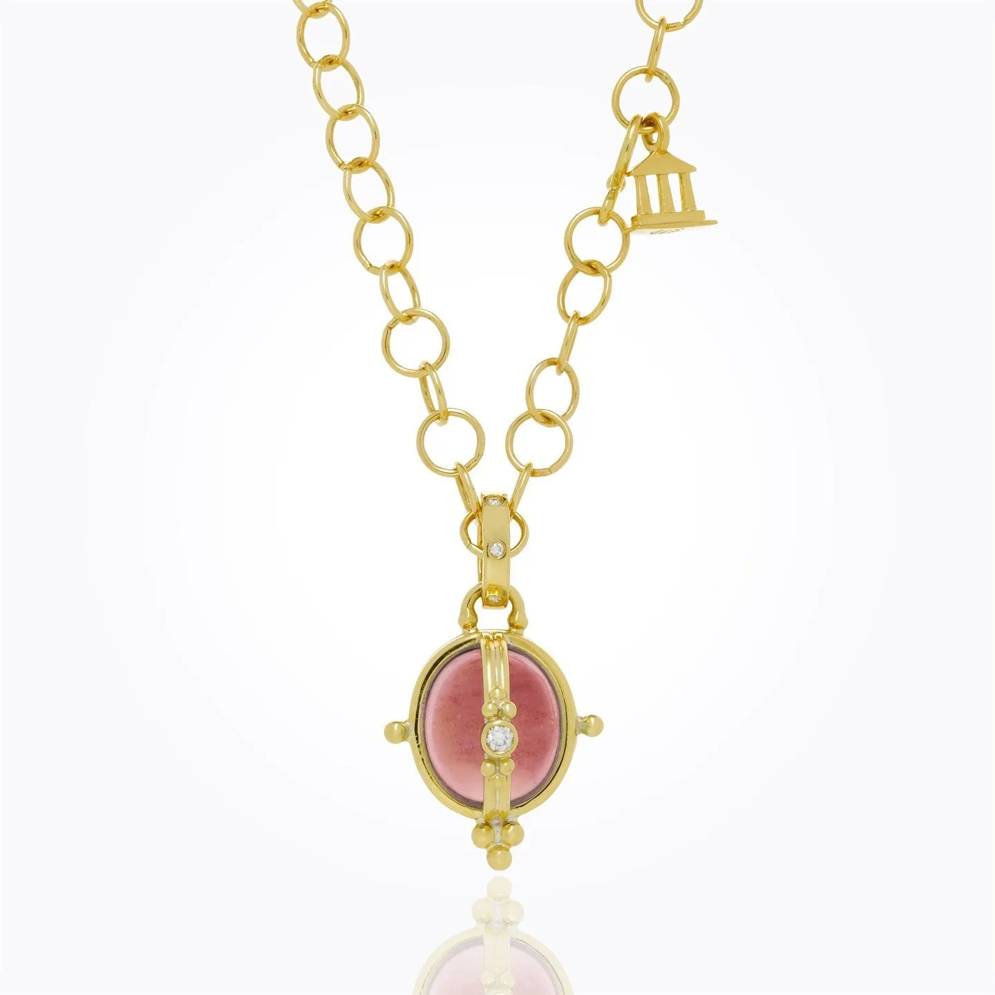 18K Locket with pink tourmaline and diamond