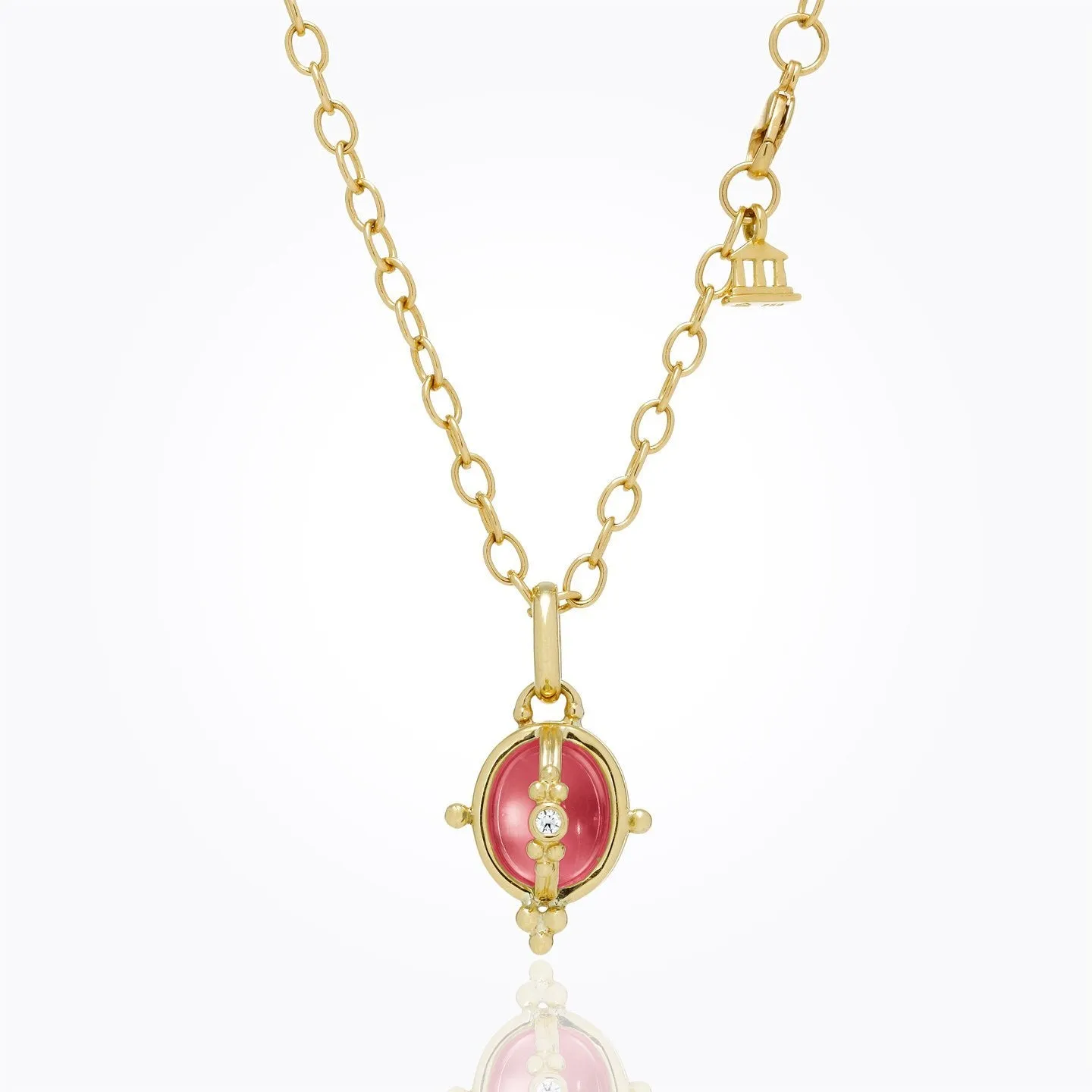 18K Locket with pink tourmaline and diamond