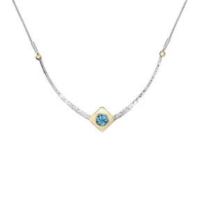 18" Silver & Gold Blue Topaz Necklace | 10275884