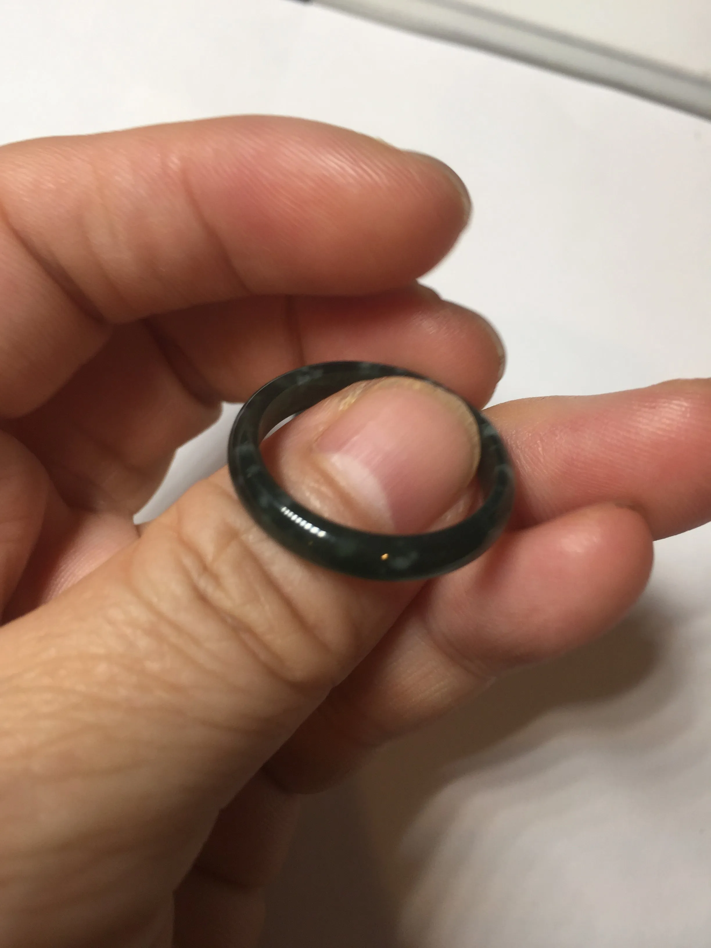 19.2mm size 9 1/4 100% natural type A icy watery green/blue slim style Guatemala jadeite jade band ring group  BP71
