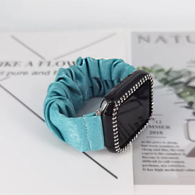 2in1 Scrunchie Elastic Strap   Case Series 6 5 4 Smart Watch Wristband