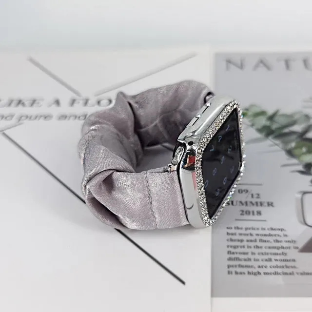 2in1 Scrunchie Elastic Strap   Case Series 6 5 4 Smart Watch Wristband
