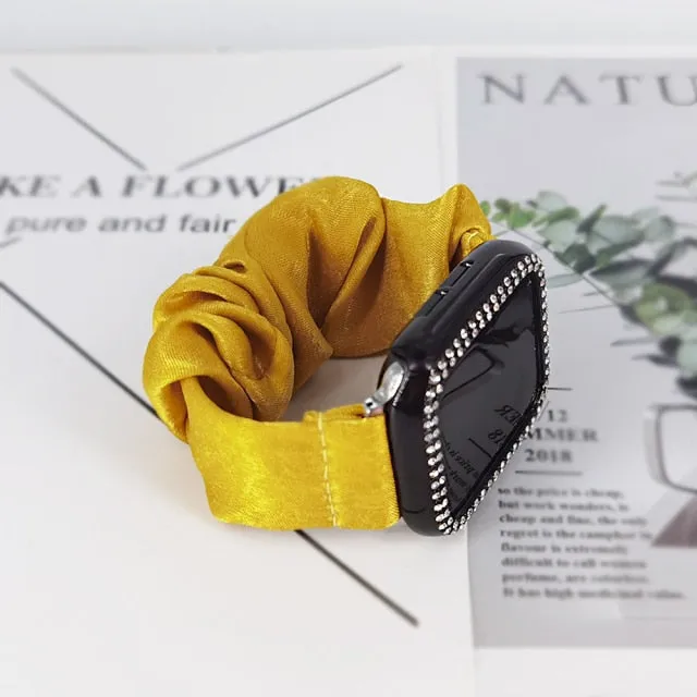 2in1 Scrunchie Elastic Strap   Case Series 6 5 4 Smart Watch Wristband