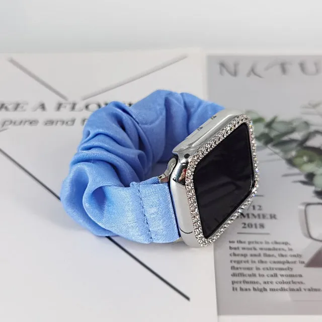 2in1 Scrunchie Elastic Strap   Case Series 6 5 4 Smart Watch Wristband
