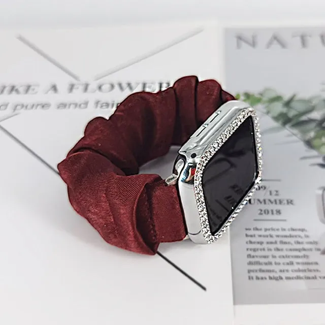 2in1 Scrunchie Elastic Strap   Case Series 6 5 4 Smart Watch Wristband