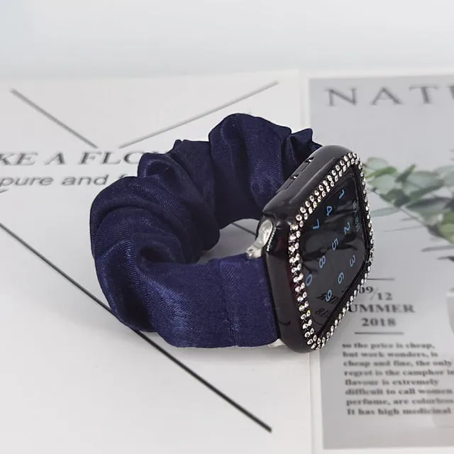 2in1 Scrunchie Elastic Strap   Case Series 6 5 4 Smart Watch Wristband