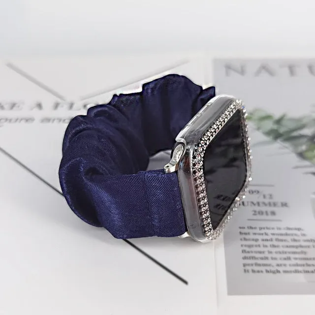 2in1 Scrunchie Elastic Strap   Case Series 6 5 4 Smart Watch Wristband